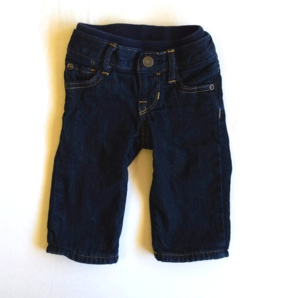 babyGap 1969 tartan plaid lined dark wash denim pull-on jeans 3 months baby - Picture 5 of 7